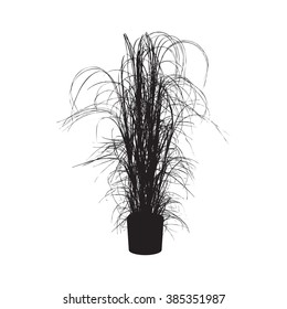 House and office plant Chlorophytum silhouette. Vector illustration. EPS 10