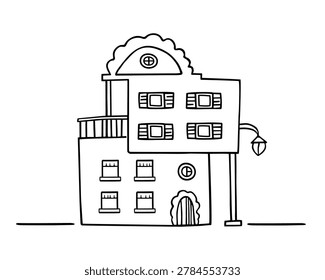 House old architecture doodle sketch style, hand drawn sweet home cozy place residence, building for living rent estate realty concept, hut or cabin cottage urban design element. Isolated. Vector