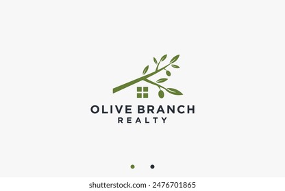 house with olive tree logo design vector silhouette illustration