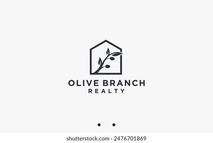 house with olive tree logo design vector silhouette illustration