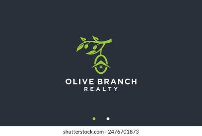 house with olive tree logo design vector silhouette illustration