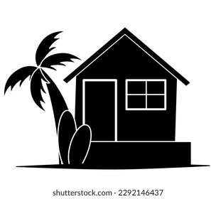 House on the beach. Beach house for relaxation. Black beach hotel. House for summer.