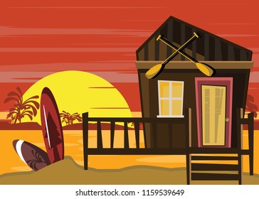 house on the beach vector illustration 