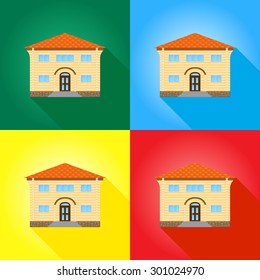 House on colored backgrounds, icon casts a shadow