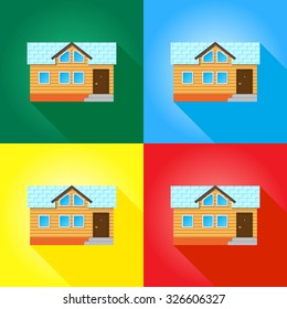 House on colored backgrounds, icon casts a shadow 