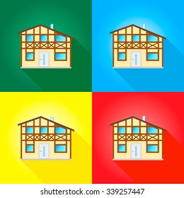 House on colored backgrounds, icon casts a shadow 