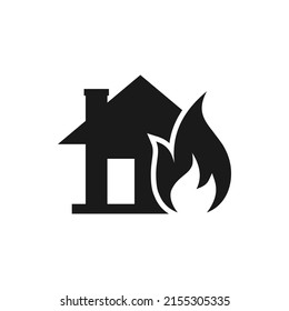 House on fire icon design isolated on white background. Vector illustration