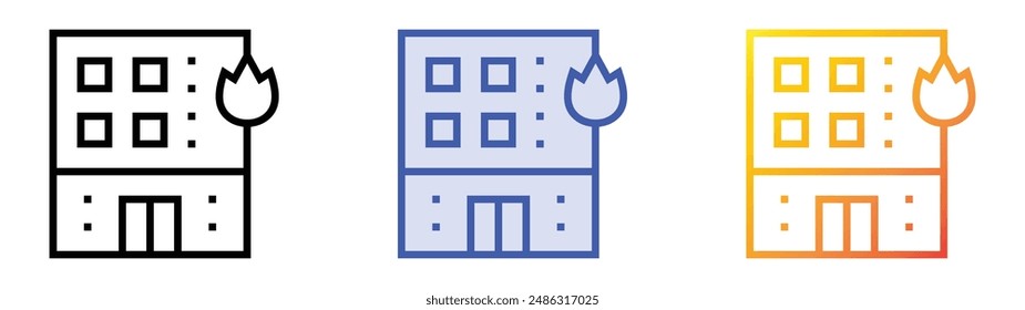 house on fire icon. Linear, Blue Fill and Gradient Style Design Isolated On White Background