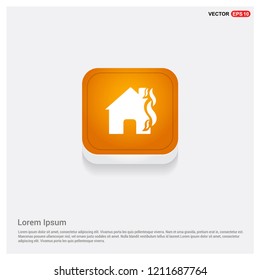 House on fire icon Orange Abstract Web Button - Free vector icon
