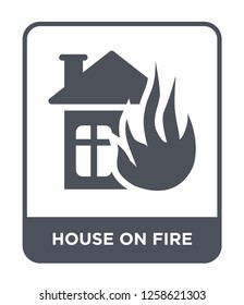 house on fire icon vector on white background, house on fire trendy filled icons from Meteorology collection, house on fire simple element illustration