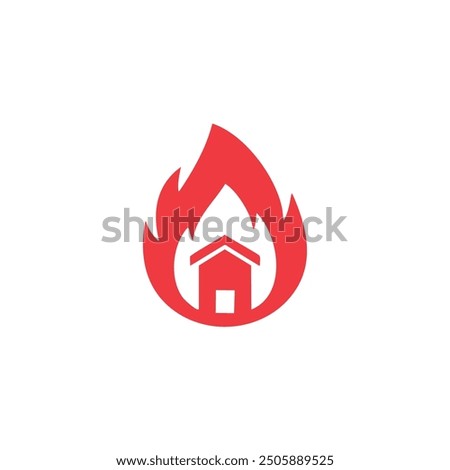 House on fire logo design. Red house engulfed in flames, a powerful symbol for a business in the fire safety industry.