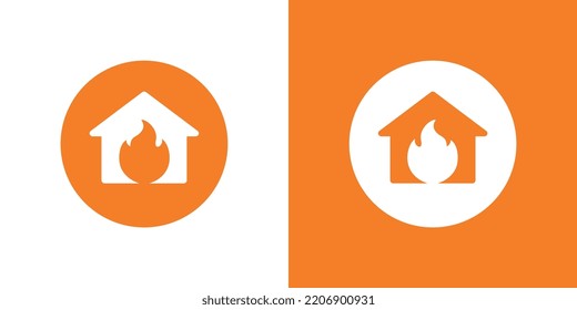 House on fire logo icon, fire prevention symbol vector