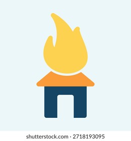 Casa en el fuego inteligente de moda Vector colorido magnífico diseño útil Ilustración de fondo colorido.eps