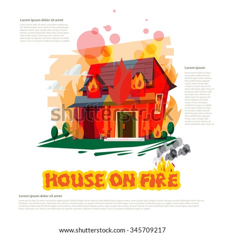 house on fire typographic design vector stock vector royalty free