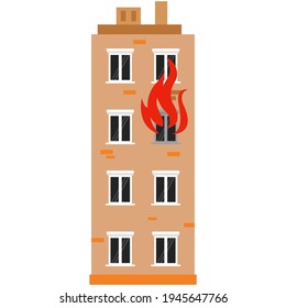 Cámara en vector de fuego, quemando icono de hogar aislado en blanco