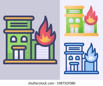 House on fire vector cartoon icon Illustration