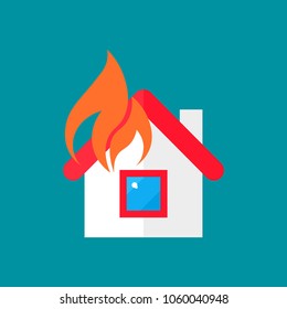 house on fire vector icon