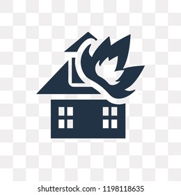 House On Fire vector icon isolated on transparent background, House On Fire transparency concept can be used web and mobile