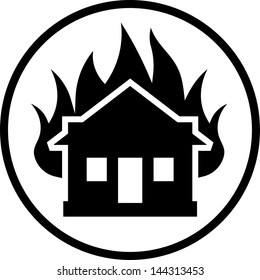 House on fire vector icon