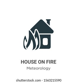 House on fire vector icon on white background. Flat vector house on fire icon symbol sign from modern meteorology collection for mobile concept and web apps design.