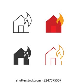 house on fire vector icon fire fighter rescue disaster