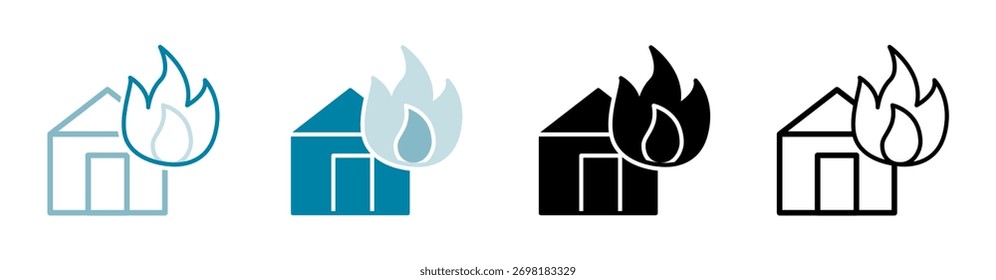 House on fire Vector Illustration In Multistyle