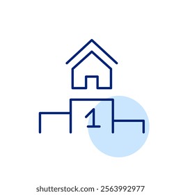 House on first place podium. Top tier real estate investment and construction industry. Pixel perfect, editable stroke icon