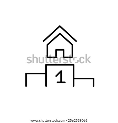 House on first place podium. Top tier real estate investment and construction industry. Pixel perfect vector icon