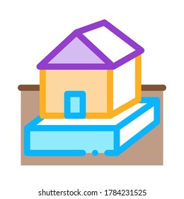 Haus auf Fundamentsymbol Vektorgrafik. Haus auf Fundamentschild. Illustration von Farbzeichen