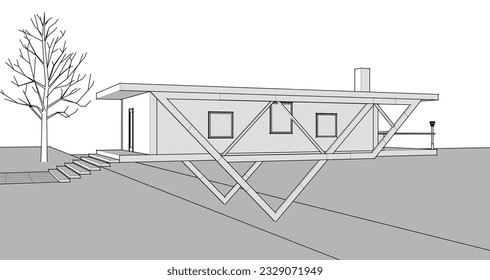 casa en una ilustración 3d de marco