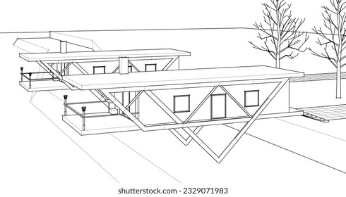 Haus auf 3D-Bild