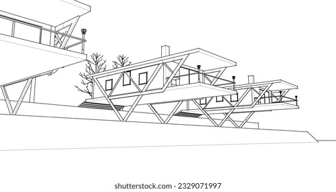 casa en una ilustración 3d de marco