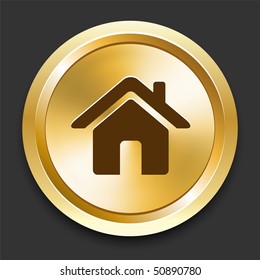 House on Golden Internet Button Original Illustration