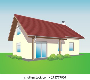 Casa en el campo verde