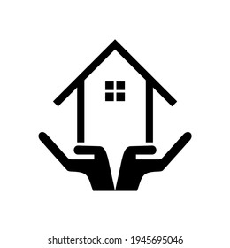 House on Hand Icon Symbol. Dream House Illustration for Logo, Apps, Website or Graphic Design Element. Vector Illustration