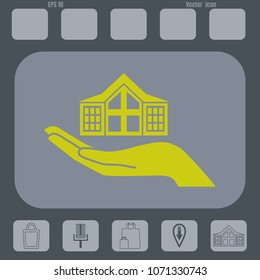 House on hand  vector icon. Flat design style