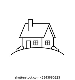 House on the hill icon design. isolated on white background. vector illustration