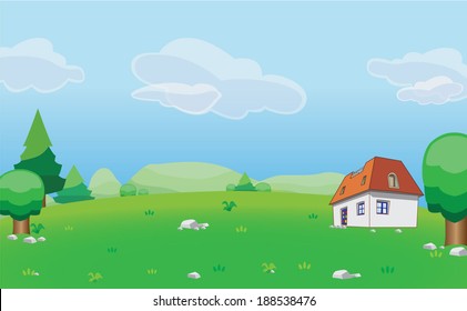 Vector Illustration Beautiful Summer Village On Stock Vector (Royalty ...