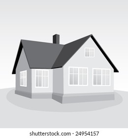 Casa en una colina. Vector.