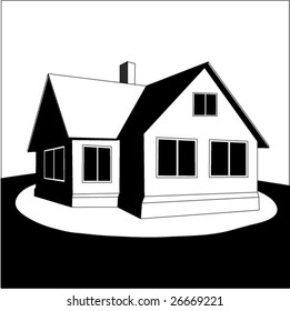 Casa en una colina. Vector.