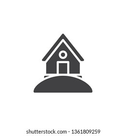House on the hill vector icon. Home filled flat sign for mobile concept and web design. Country house glyph icon. Symbol, logo illustration. Pixel perfect vector graphics