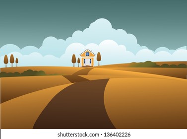 House on the prairie. EPS 10 vector, grouped for easy editing. No open shapes or paths.