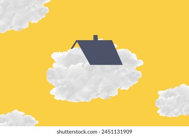 House on top of white cloud. concept of dream house, Mortgage, investment, real estate, property and buying new home