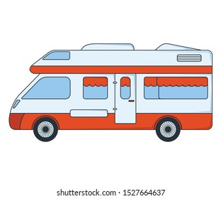 House on wheels Icon. Concept for Outdoor and Hike Trip. Cartoon Style. Travel Symbol, Logo, Icon and Badge. Simple Vector illustration.