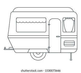 House on wheels Icon. Concept for Outdoor and Hike Trip. Outline Style. Travel Symbol, Logo, Icon and Badge. Simple Vector illustration.