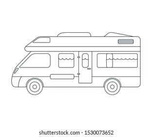 House on wheels Icon. Concept for Outdoor and Hike Trip. Outline Style. Travel Symbol, Logo, Icon and Badge. Simple Vector illustration.