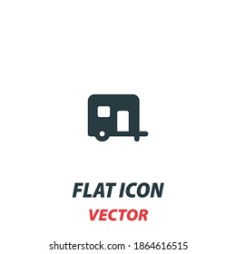 house on wheels icon in a flat style. Vector illustration pictogram on white background. Isolated symbol suitable for mobile concept, web apps, infographics, interface and apps design.