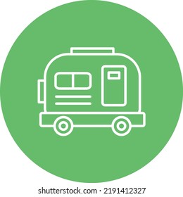 Imagen vectorial del icono de círculo de la línea de la casa sobre las ruedas. Se puede usar para casa, casas. También se puede usar para aplicaciones web, aplicaciones móviles y medios impresos.
