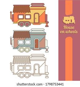 House on wheels, trailer icon. Simple colored vector of for ui and ux, website or mobile application. EPS10