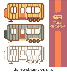 House on wheels, trailer icon. Simple colored vector of for ui and ux, website or mobile application. EPS10